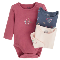 Bērnu rāpulītis ar garām piedurknēm, klasisks, meitenēm/mazuļiem Cool Club Flowers CUG2701634-00, bordo krās./gaiši rozā krās./zilimelns krās., 92 cm, 3 gab.