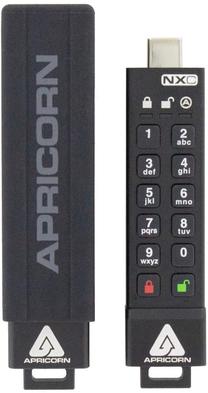 USB atmintinė Apricorn Aegis Secure Key 3NXC, juoda sp., 64 GB