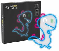 Dekoracija „Dinozauras“ Manta Style Neon Lights su LED apšvietimu, 34 cm, mėlyna sp./rožinė sp.