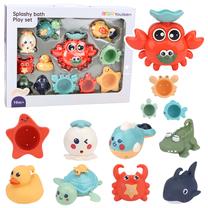 Vonios žaislų rinkinys Lean Toys Sea Animals, įvairių spalvų, 12 vnt.