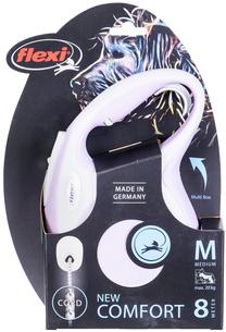 Automatinis pavadėlis Flexi New Comfort Cord, balta sp./violetinė sp., M 8m