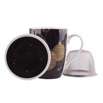 Puodelis su sieteliu ir dangteliu Altom Golden Christmas, aukso sp./juoda sp., 0.3 l