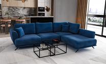 Kampinė sofa Larde Loco 40, tamsiai mėlyna sp., dešininė, 191 x 276 cm x 90 cm