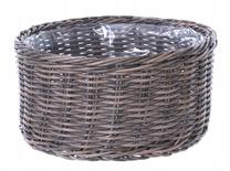 Gėlių vazonas OTE Flower Pot D012-W18, plastikinis/ratanas, 34.5 cm x 34.5 cm, Ø 34.5 cm, pilka sp.