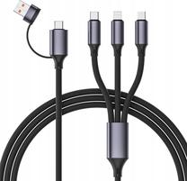 Vads Gembird Premium silicon USB Type-C / USB Type-A Vīrietis, Micro-USB/Lightning/USB-C Vīrietis, 1.5 m, melna krās.