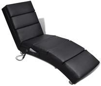 Krėslas VLX Massage Lounger Faux Leather 240968, juoda sp., 155 cm x 51 cm x 73 cm