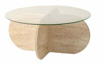 Kavos staliukas Kalune Design Bubble, skaidri sp./travertine sp., 75 cm x 75 cm x 35 cm