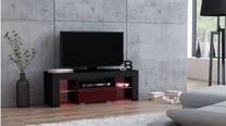 ТВ стол Pro Meble Milano 110, черный цв./красный цв., 110 см x 35 см x 45 см