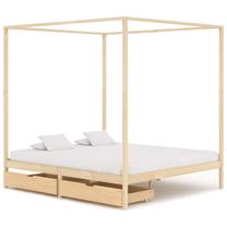 Lova dvigulė VLX Solid Pine Wood 3060350, 180 x 200 cm, medžio sp., be čiužinio, su grotelėmis