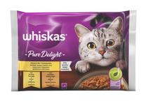 Mitrā kaķu barība Whiskas Pure Delight, vistas gaļa/tītara gaļa, 0.085 kg x 4 gab.