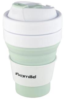 Sporta pudeles un šeikeri Kamille Sport Bottle for Water 2034, balta krās./zaļa krās., plastmasa/silikons/polipropilēns (pp), 0.35 l