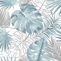 Tapetes Dutch Wallcoverings Monstera Leaves Blue 426234, papīra, zila krās.