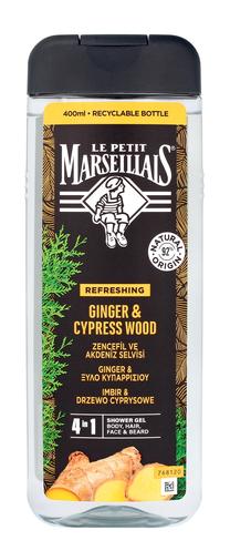 Kūno prausimosi želė vyrams Le Petit Marseillais Ginger & Cypress Wood 4-in-1, 400 ml
