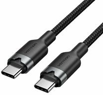 Vads Vention TRDBH, 2 x USB Type-C, 200 cm, melna krās., 60 W