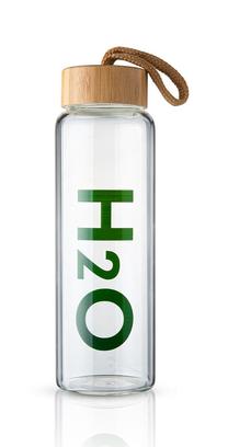 Ūdens pudele Hermia 742TMA9741, caurspīdīga krās., stikls/bambuss, 0.6 l