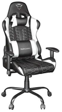 Spēļu krēsls Trust Resto GXT 708EW, 66 x 74 x 127 - 134 cm, balta krās./melna krās.