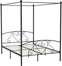 Lova dvigulė VLX Metal 284436, 140 x 200 cm, juoda sp., be čiužinio, su grotelėmis