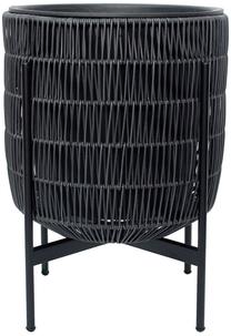 Gėlių vazonas Home4you Wicker 38112, plastikinis/metalas, Ø 30 cm, juoda sp.