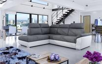Kampinė sofa Loreto Sawana 05, Soft 17, balta sp./tamsiai pilka sp., kairinė, 210 x 260 cm x 102 cm