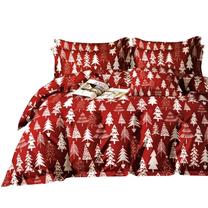 Ziemassvētku gultas veļas komplekts PGJ-14, balts krās./sarkana krās., 70 x 80 cm, 200 x 220 cm