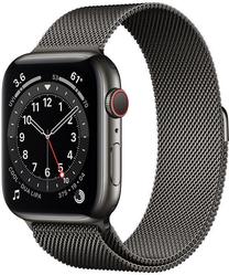 Viedais pulkstenis Apple Watch Series 6 GPS LTE 40mm Stainless Steel, melns krās.