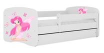 Vaikiška lova Kocot Kids Babydreams Fairy With Butterflies, balta sp., 80 x 180 cm, su patalynės dėže, su čiužiniu