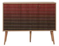 Spintelė Kalune Design Mega 221, juoda sp./raudona sp./sonoma ąžuolo sp., 36 cm x 120 cm x 90 cm
