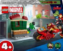 Konstruktors LEGO® Marvel Dzelzs vīrs ar motociklu un Halks 76287
