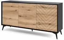 Komoda Piaski Diamond K154, ąžuolo sp./juoda sp., 77 cm x 39 cm x 154 cm