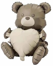 Folijas balons figūriņa GoDan 3D Matt Teddy Bear, pelēka krās./brūngans krās.