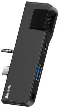 USB sadalītājs Baseus Multifunctional Hub CAHUB-FG01 USB 3.0, RJ-45, melna krās.