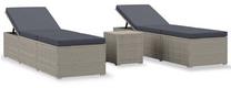 Āra mēbeļu komplekts VLX Sun Loungers With Table, pelēks krās., 2 sēdvietas