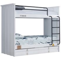 Dviaukštė vaikiška lova Kalune Design Konteyner 106DNV1270, balta sp., 90 x 190 cm, su patalynės dėže, be čiužinio