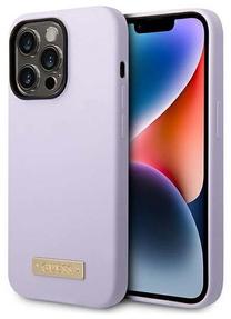 Telefona vāciņš Guess Logo Plate GUHMP14LSBPLU, violeta krās., Apple