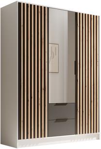 Шкаф ADRK Neri 150, коричневый цв./белый цв./черный цв., 150 см x 51 см x 200 см, с зеркалом