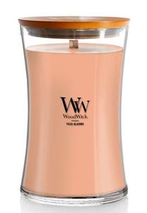 Свеча, ароматическая WoodWick Large Yuzu Blooms, 60 - 120 час, 610 г, розовый цв.