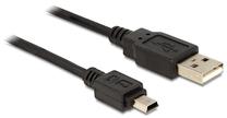 Vads Delock Mini USB male, USB 2.0 A male, 0.7 m, melna krās.