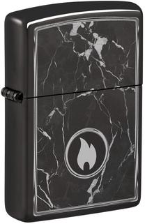 Šķiltava Zippo Marble Flame Design 46571, melna krās./pelēka krās.