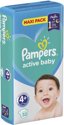 Sauskelnės Pampers Active Baby Maxi Pack, 4 + dydis, 15 kg, 53 vnt.