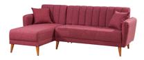 Kampinė sofa - lova Kalune Design Aqua Kose 867UNQ1435, raudona sp., kairinė, 225 x 150 cm x 85 cm