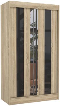 Spinta ADRK Keita, juoda sp./sonoma ąžuolo sp., 120 cm x 61 cm x 215 cm, su veidrodžiu