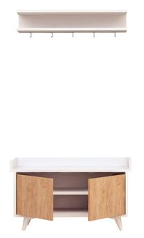 Prieškambario baldų komplektas Kalune Design Stato, ąžuolo sp./balta sp. Prekė su pažeista pakuote.