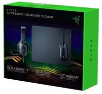 Spēļu aprīkojuma komplekts Razer DeathAdder Battle Bundle Gaming Set (DEATHADDER V2 BLACK + GIGANTUS V2 M + BLACKSHARK V2 X) RZ04-04570100-R3M1, melna krās./zaļa krās.
