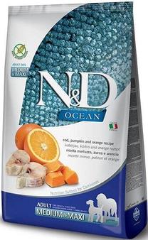 Kuiv koeratoit Farmina N&D Ocean Codfish & Pumpkin Adult Medium/Maxi, kalaliha, 12 kg