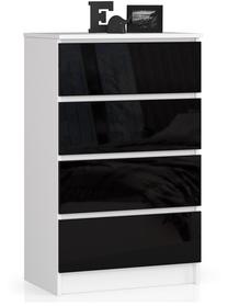 Stalčių blokai Akord K60 4SZ, balta sp./juoda sp., 99 cm x 60 cm x 40 cm
