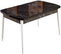 Stalas išskleidžiamas Kalune Design Bendir, balta sp./juoda sp., 132 - 170 cm x 76.5 cm x 79 cm