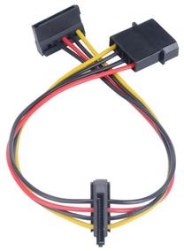 Adapteris Akasa 4 pin Molex male, SATA 15 pin female x2, 0.3 m