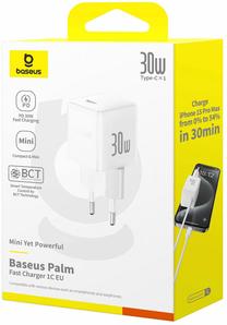 Telefono įkroviklis Baseus Palm P10111605213-00, USB Type-C, balta sp., 30 W