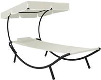 Lauko gultas VLX Outdoor Lounge Bed With Canopy 48077, smėlio sp.