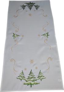 Ziemassvētku galda celiņš taisnstūrveida OS-302-B, zelta krās./zaļa krās./pelēka krās., 50 x 100 cm